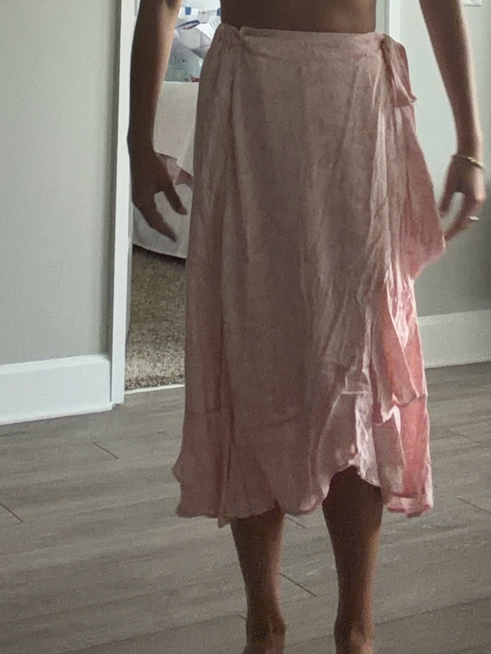 Lucky Brand Dusty Pink Wrap Midi Skirt